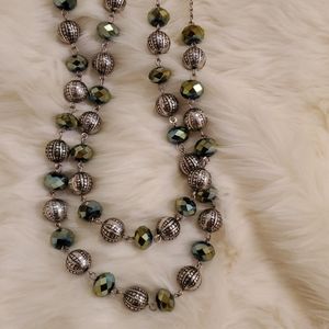 Silver and blue-green necklace
